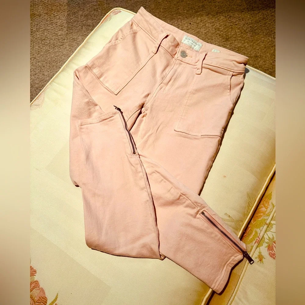 NWOT lucky Brand pale pink low rise skinny ankle zip jeans SZ 2/ 26 in👌🏻shape! - Picture 9 of 13